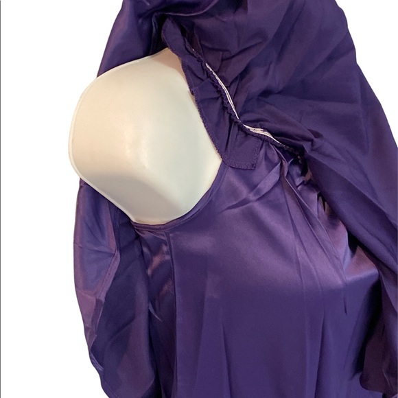Rachel Lym PURPLE Resort Top Stretch Satin Swim Coverup Ruffle Off Shoulder - Picture 8 of 12